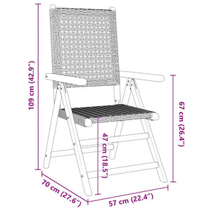 Sedie Giardino Reclinabili 8pz Grigie Polyrattan Legno Massello 3214525