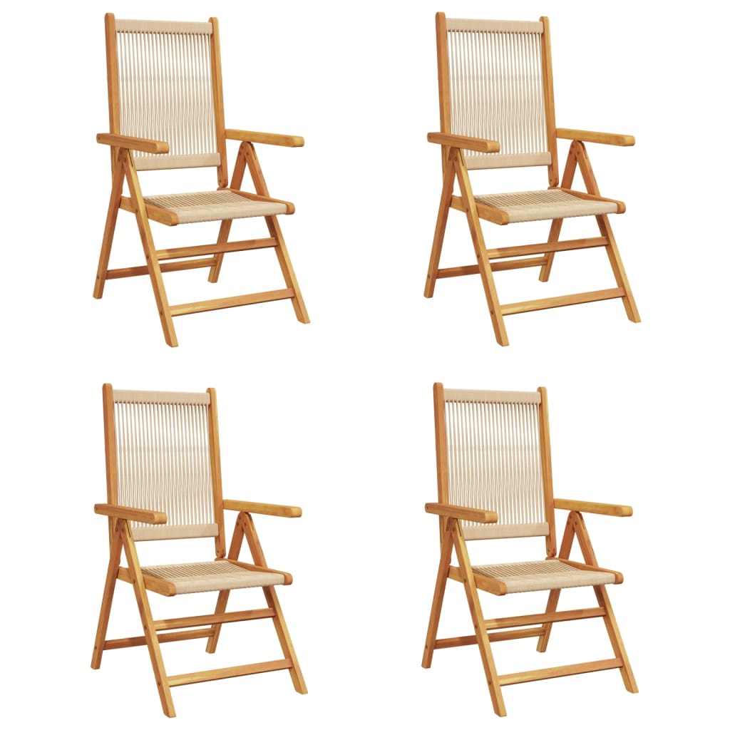 Sedie da Giardino Reclinabili 4pz Beige Legno Massello Acacia 3214535