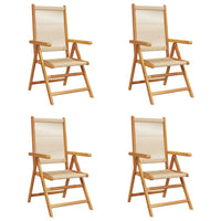 Sedie da Giardino Reclinabili 4pz Beige Legno Massello Acacia 3214535