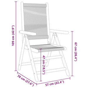 Sedie da Giardino Reclinabili 4pz Beige Legno Massello Acacia 3214535