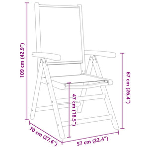 Sedie da Giardino Reclinabili 4pz Bianco Crema Tessuto e Legno 3214538