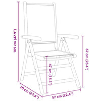 Sedie da Giardino Reclinabili 8pz Bianco Crema Tessuto e Legno 3214540