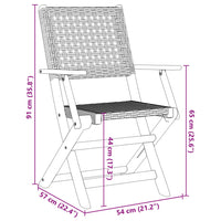 Sedie Giardino Pieghevoli 6 pz Nere Polyrattan e Legno Massello 3214557