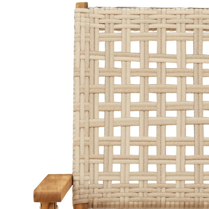 Sedie Giardino Pieghevoli 4pz Beige Polyrattan e Legno Massello 3214562