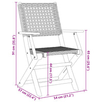 Sedie Giardino Pieghevoli 4pz Beige Polyrattan e Legno Massello 3214562