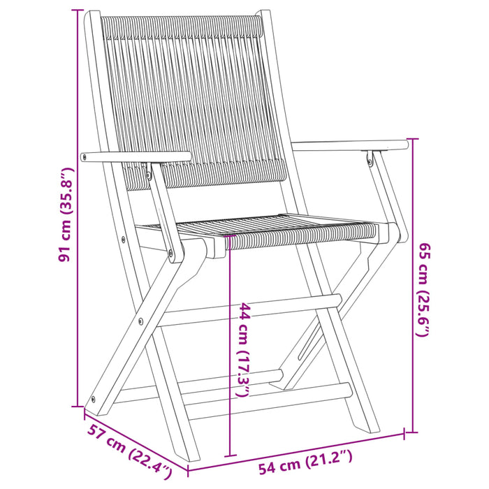 Sedie da Giardino Pieghevoli 4pz Nere Legno Massello di Acacia 3214565