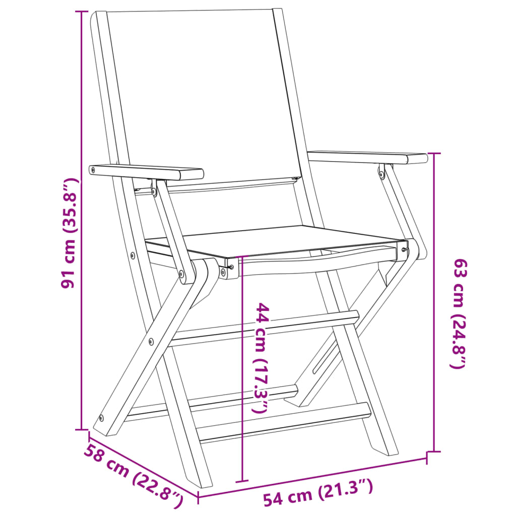 Sedie da Giardino Pieghevoli 6pz Bianco Crema Tessuto e Legno 3214575