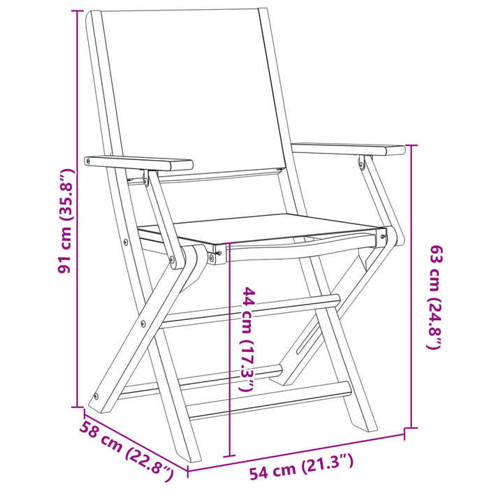 Sedie Giardino Pieghevoli 4pz Tortora Tessuto e Legno Massello 3214580