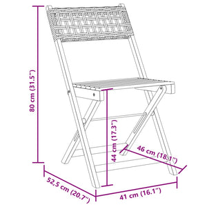 Sedie Giardino Pieghevoli 4pz Nere Polyrattan e Legno Massello 3214592