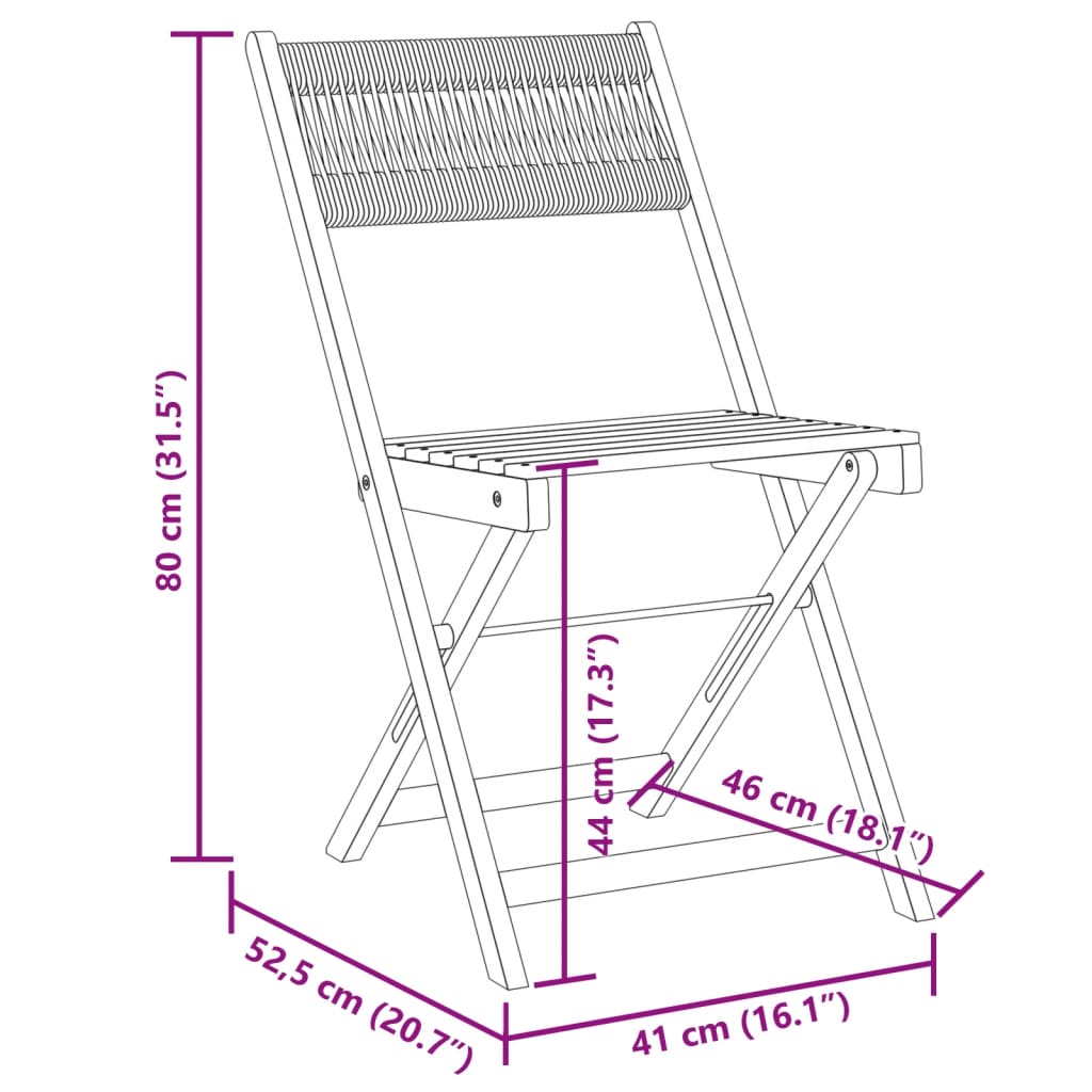 Sedie da Giardino Pieghevoli 8pz Nere Legno Massello di Acacia 3214603