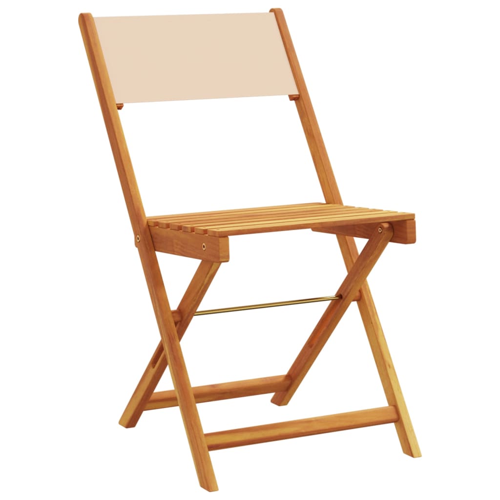 Sedie da Giardino Pieghevoli 8pz Beige Tessuto e Legno Massello 3214621