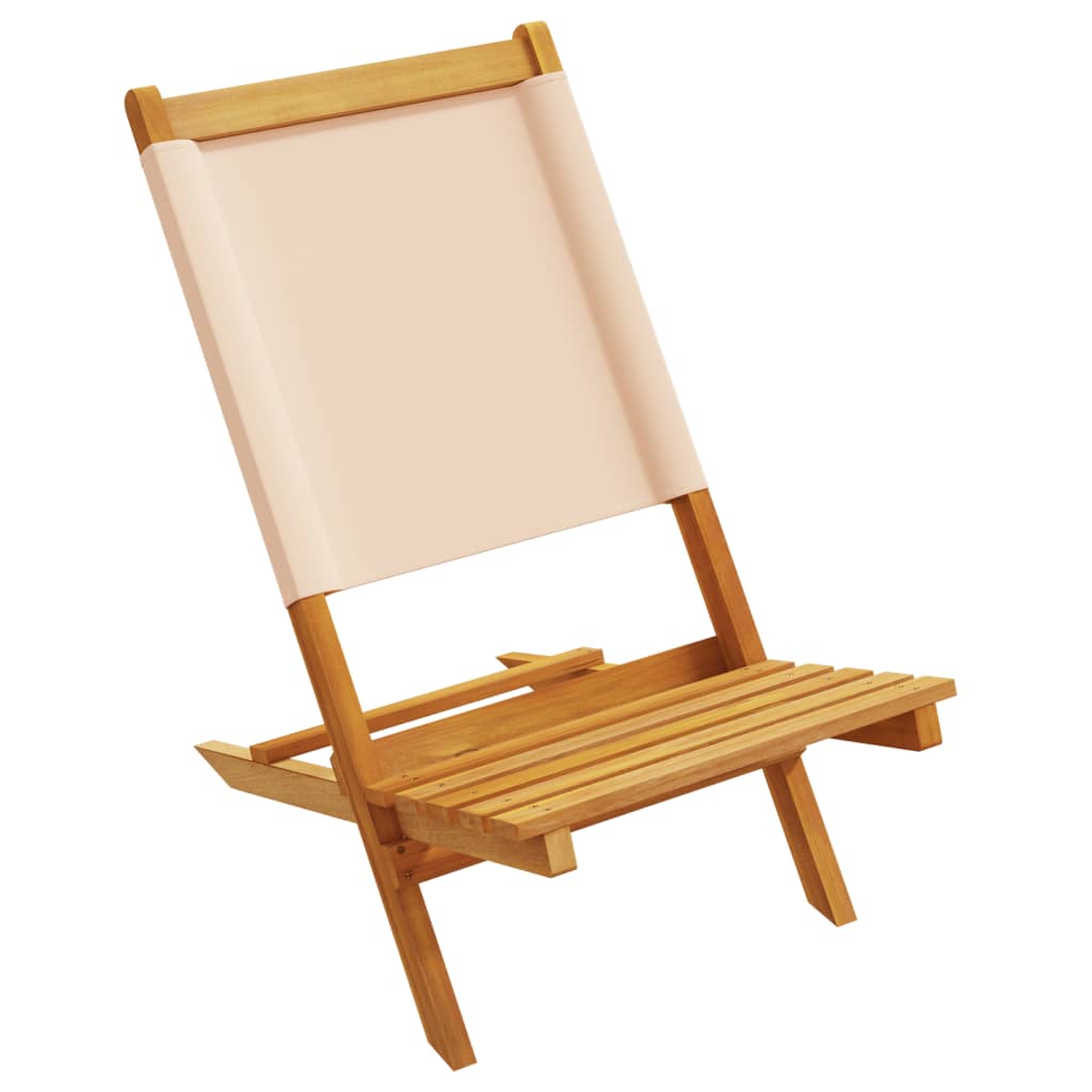 Sedie da Giardino Pieghevoli 4pz Beige Tessuto e Legno Massello 3214646