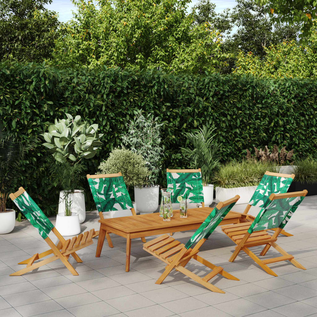 Sedie da Giardino Pieghevoli 6pz Verde Tessuto e Legno Massello 3214650