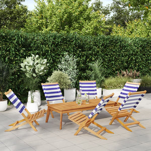 Sedie da Giardino Pieghevoli 6pz Blu e Bianco Tessuto e Legno 3214653