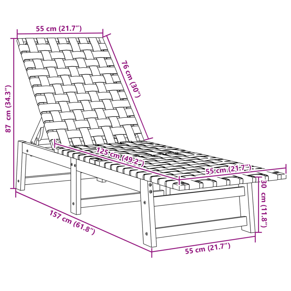 Lettini Prendisole 2pz Rossi Legno Massello di Acacia e Tessuto 3214211