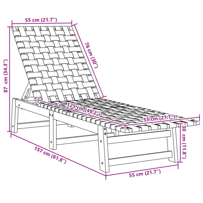 Lettini Prendisole 2pz Blu Scuro Legno Massello Acacia Tessuto 3214212