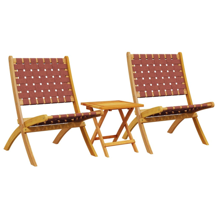 Sedie Pieghevoli Giardino 2pz con Tavolino Rosse Legno Massello 3214220