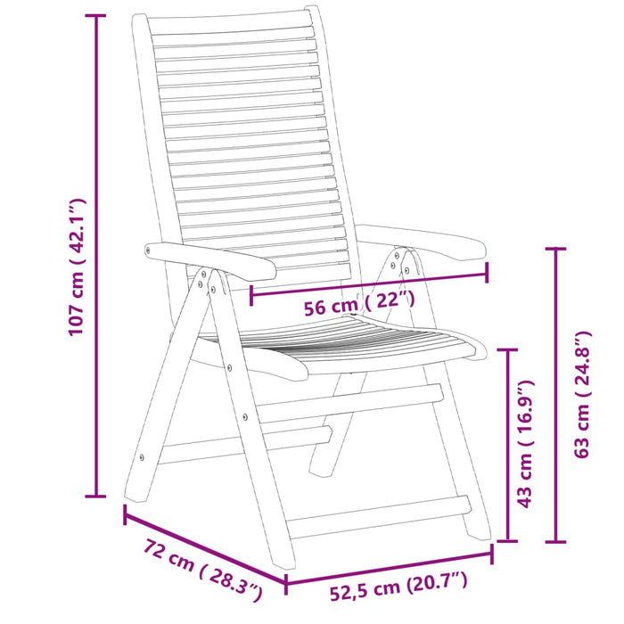 Sedie Giardino Reclinabili 6pz 56x72x107 Legno Massello Acacia 3214478