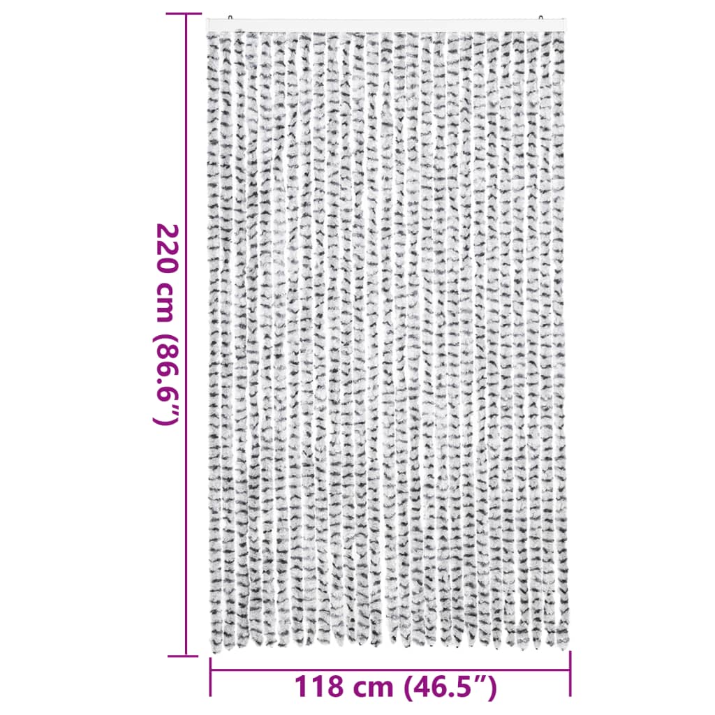 Tenda Antimosche Grigio Chiaro e Grigio Scuro in Ciniglia 4004890