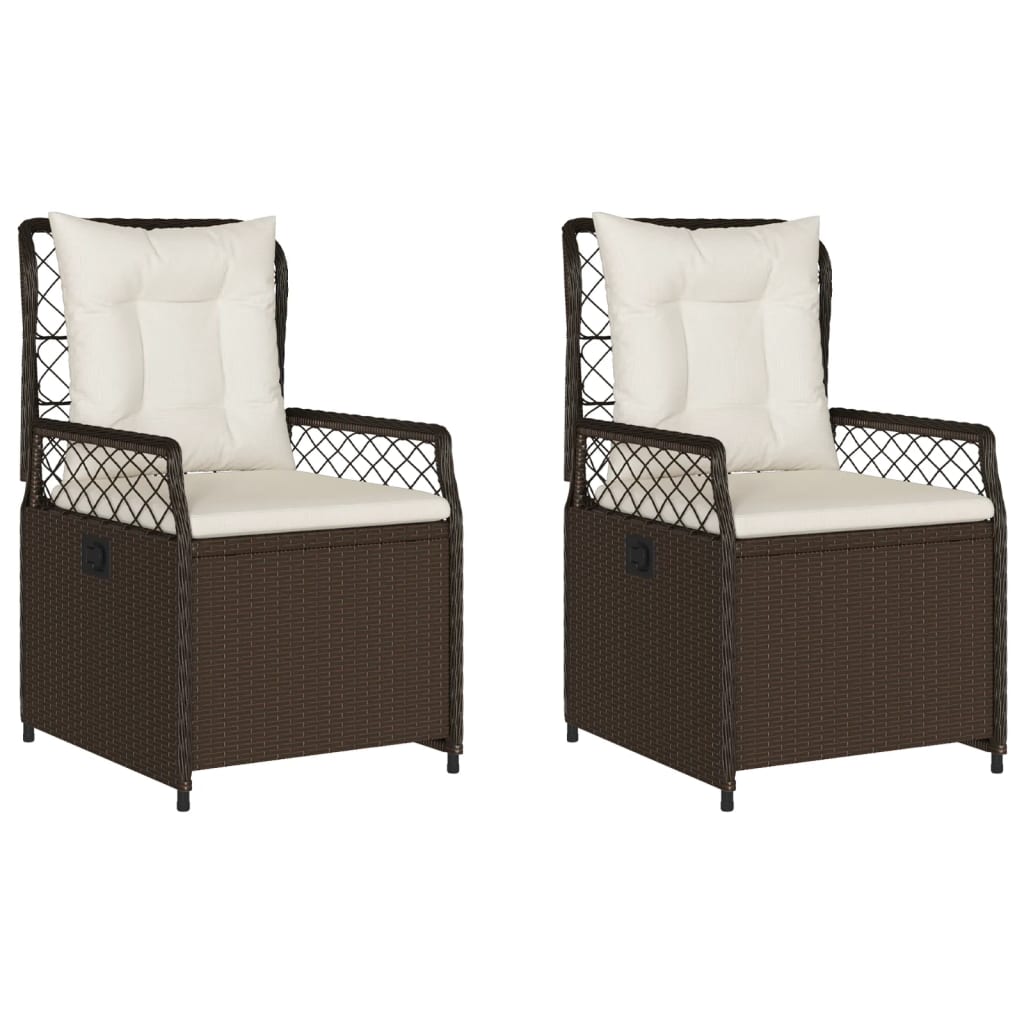 Sedie da Giardino Reclinabili 2 pz Marrone in Polyrattan 368662