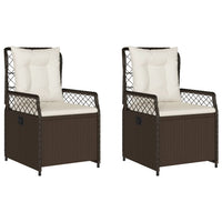 Sedie da Giardino Reclinabili 2 pz Marrone in Polyrattan 368662