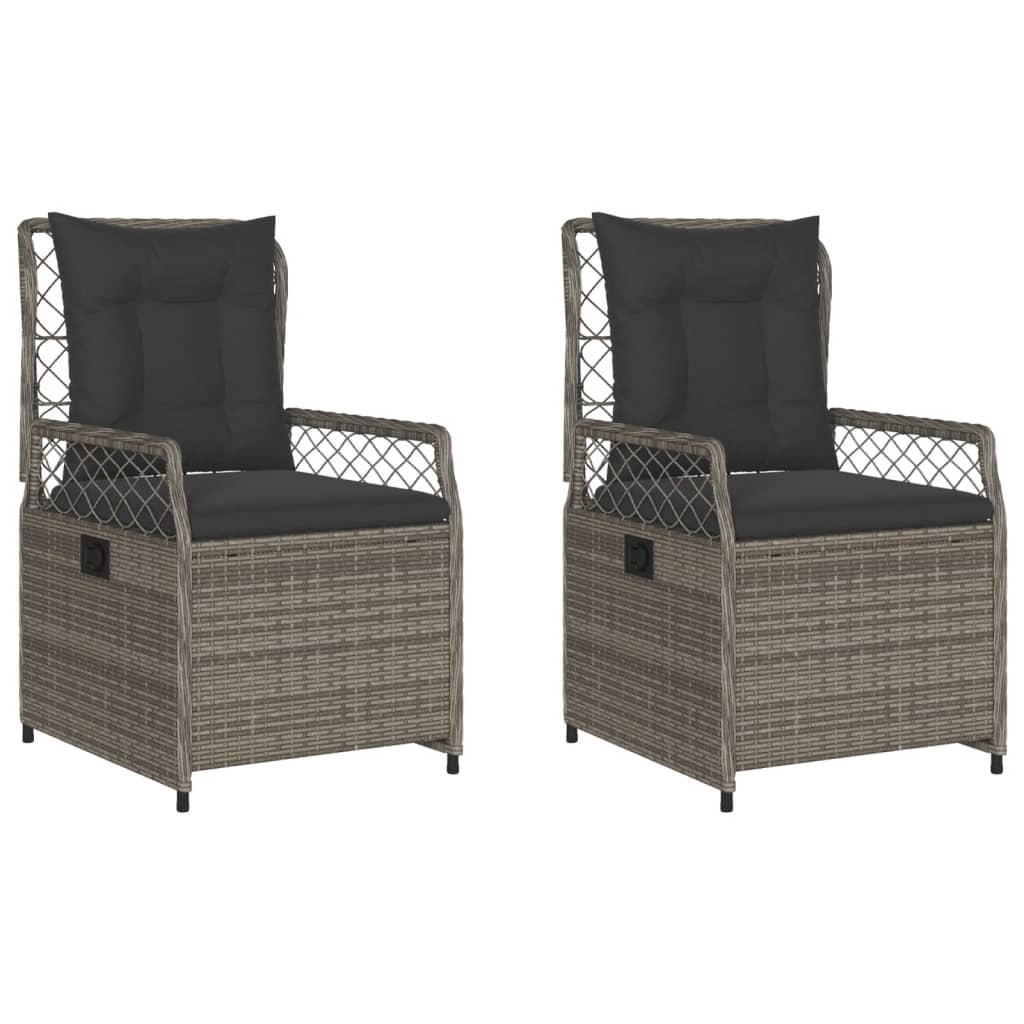 Sedie da Giardino Reclinabili 2 pz Grigio Polyrattan 368663