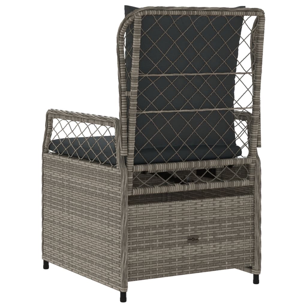 Sedie da Giardino Reclinabili 2 pz Grigio Polyrattan 368663