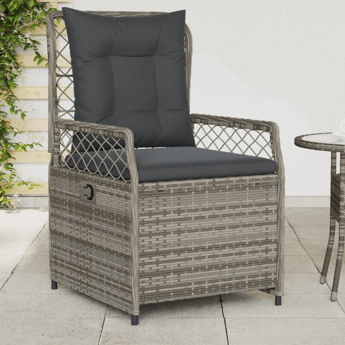 Sedie da Giardino Reclinabili 2 pz Grigio Polyrattan 368663