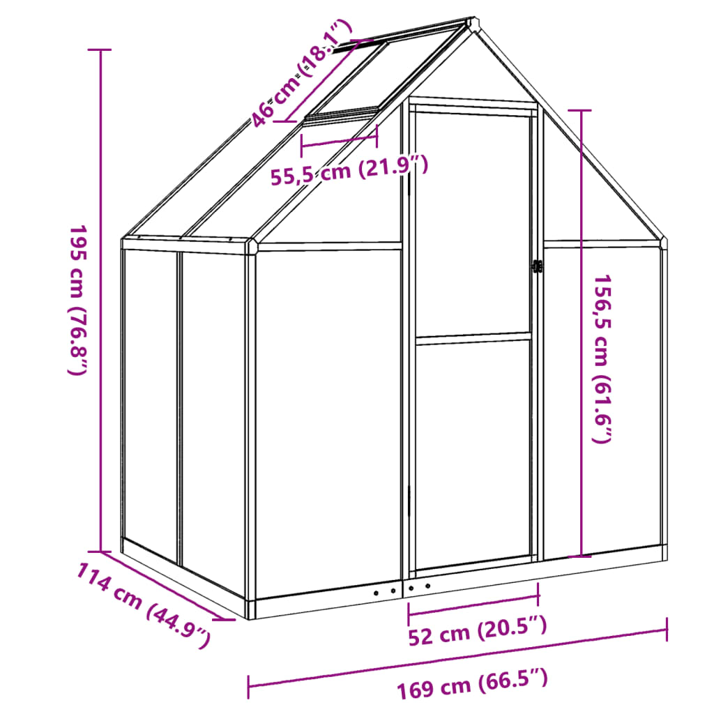 Telaio Serra con Base Antracite 169x114x195 cm in Alluminio 4005824