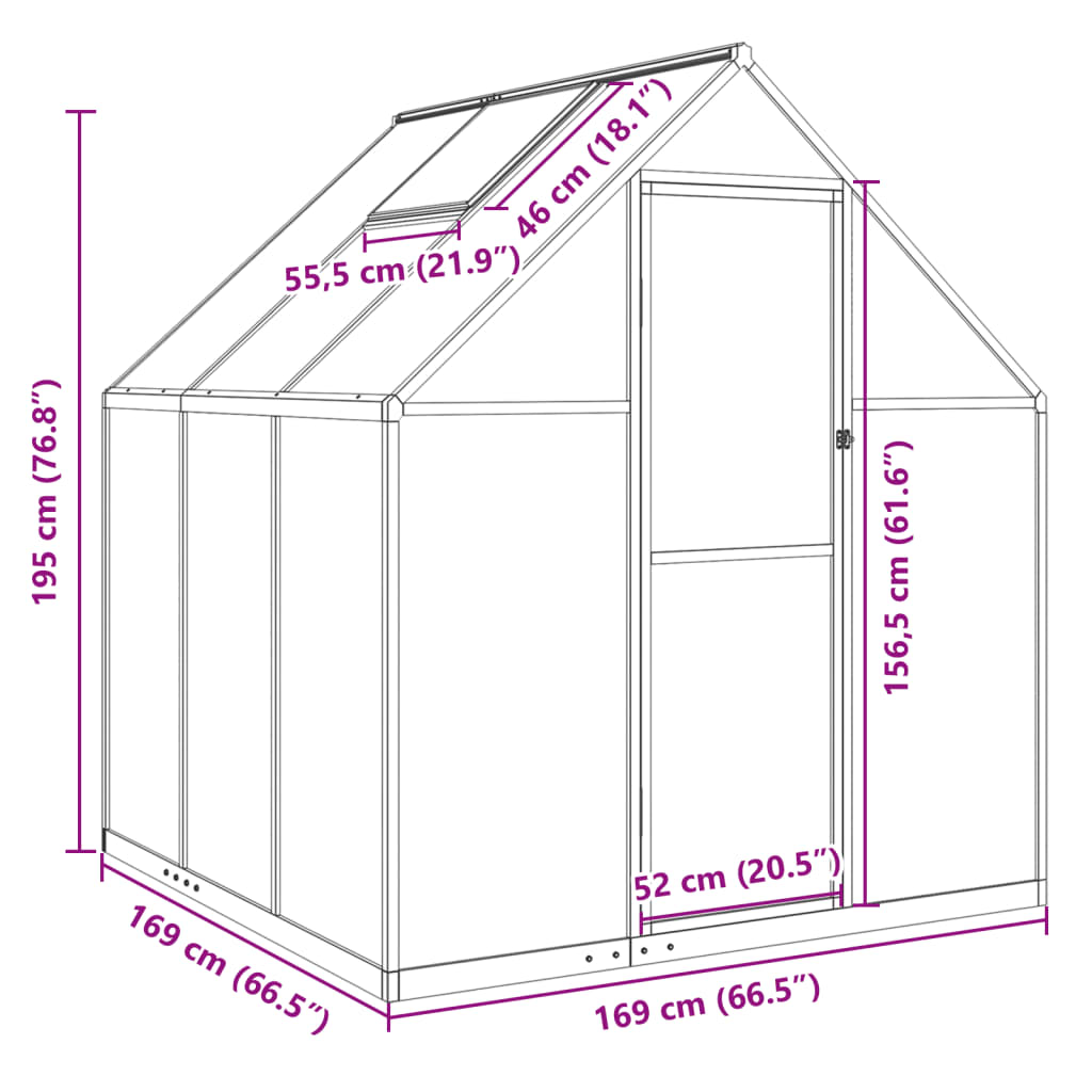 Telaio Serra con Base Argento 169x169x195 cm in Alluminio 4005828