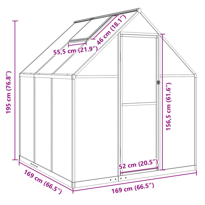 Telaio Serra con Base Argento 169x169x195 cm in Alluminio 4005828