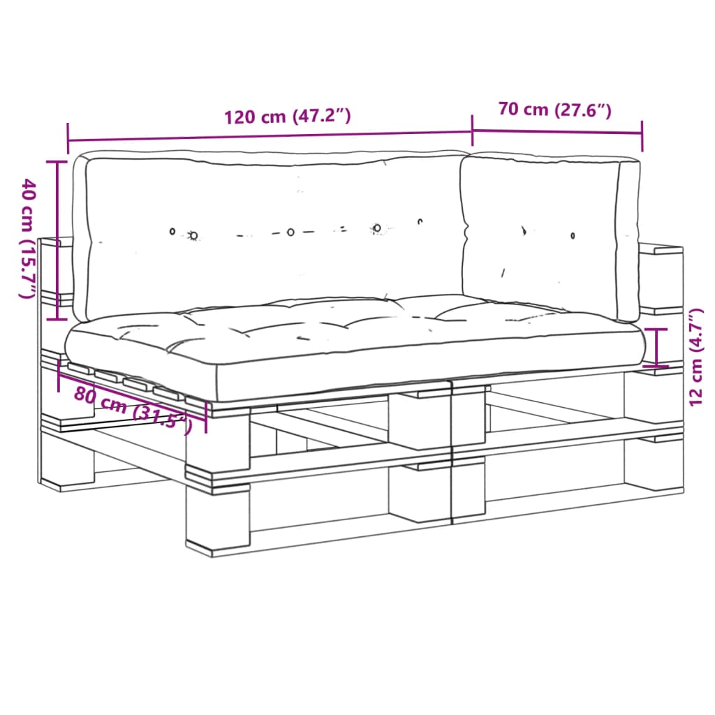 Cuscini per Pallet 3 pz Tortora in Tessuto 3217128