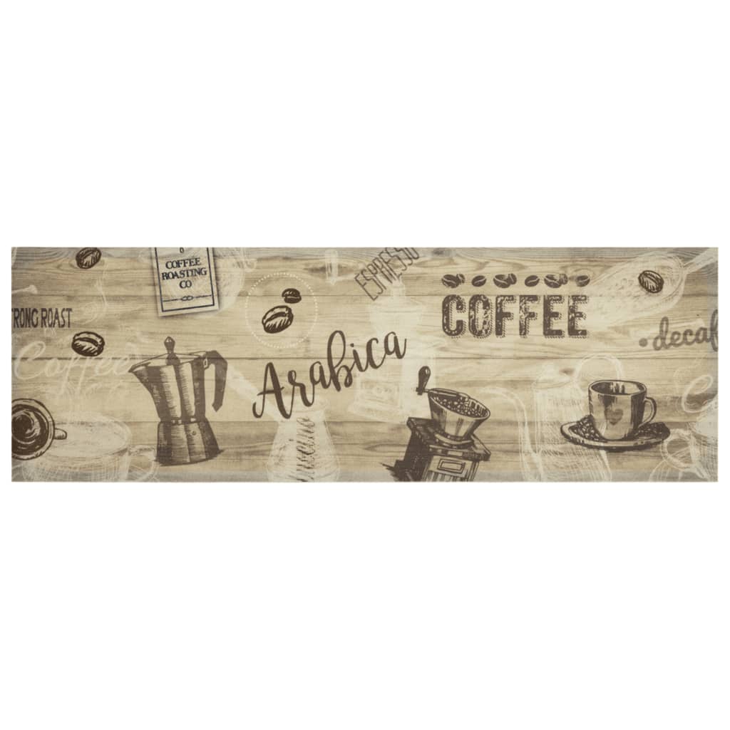 Tappeto da Cucina Lavabile Marrone Caffè 60x180 cm in Velluto 4005579