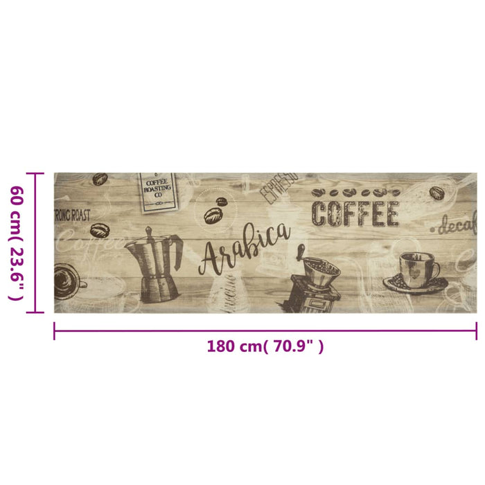 Tappeto da Cucina Lavabile Marrone Caffè 60x180 cm in Velluto 4005579