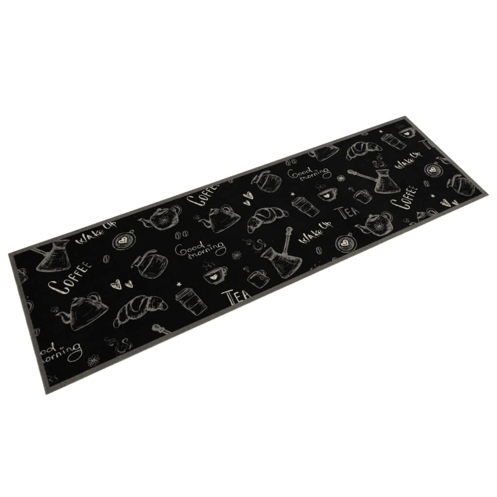 Tappeto da Cucina Lavabile Nero Mattutino 45x150 cm in Velluto 4005584