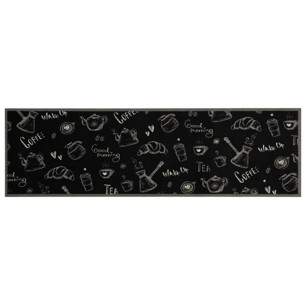 Tappeto da Cucina Lavabile Nero Mattutino 45x150 cm in Velluto 4005584