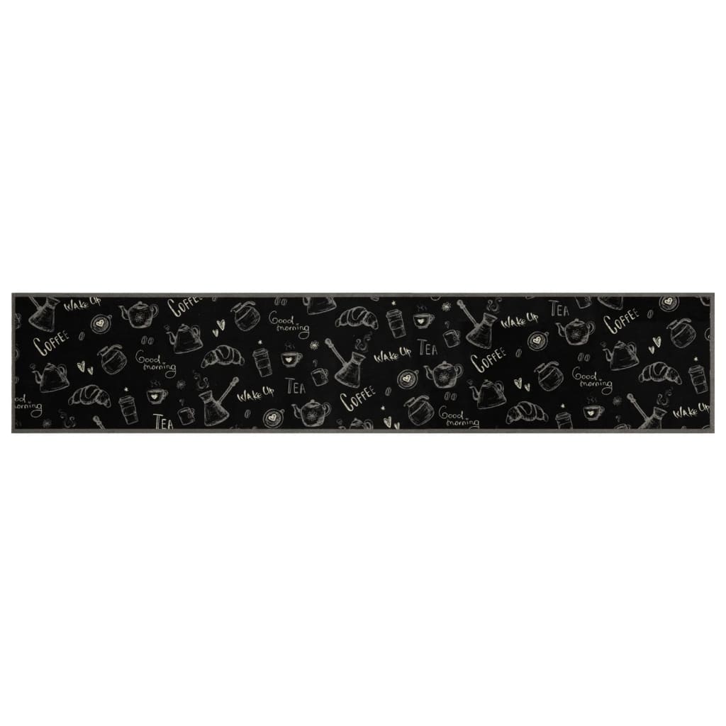 Tappeto da Cucina Lavabile Nero Mattutino 60x300 cm in Velluto 4005586