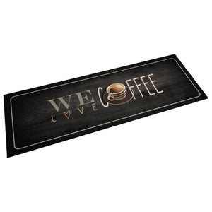 Tappeto da Cucina Lavabile Testo Caffè 60x180 cm in Velluto 4005591