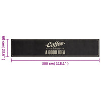 Tappeto da Cucina Lavabile Testo Caffè 60x300 cm in Velluto 4005598