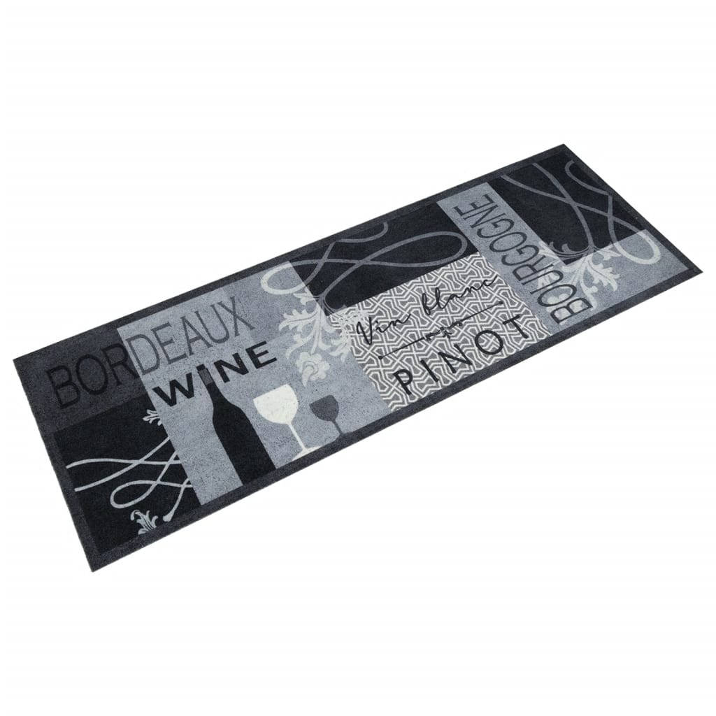 Tappeto da Cucina Lavabile Grigio Vino 60x180 cm in Velluto 4005600