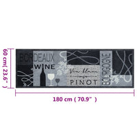 Tappeto da Cucina Lavabile Grigio Vino 60x180 cm in Velluto 4005600