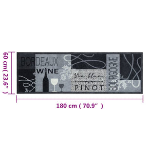 Tappeto da Cucina Lavabile Grigio Vino 60x180 cm in Velluto 4005600