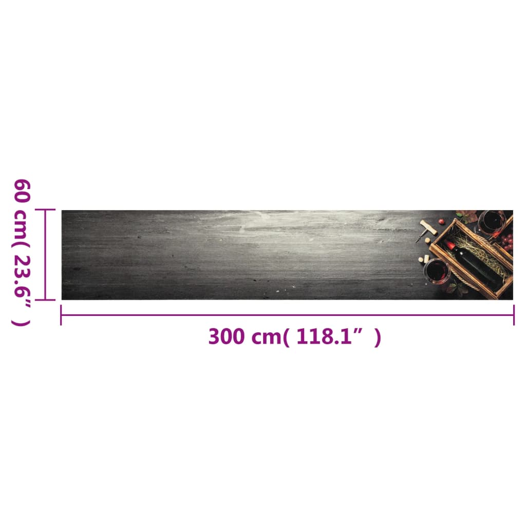 Tappeto da Cucina Lavabile Bottiglia Vino 60x300 cm in Velluto 4005604