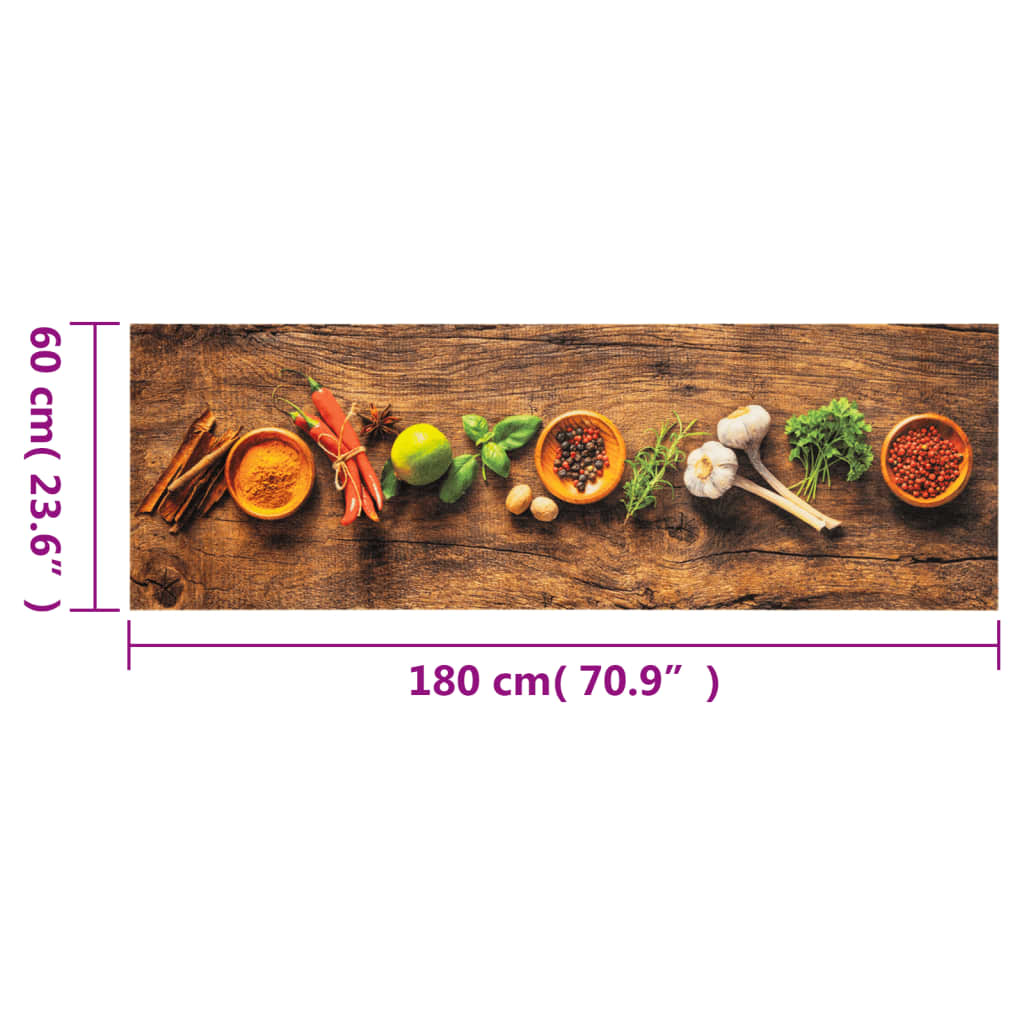 Tappeto da Cucina Lavabile Spezie 60x180 cm Velluto 4005606