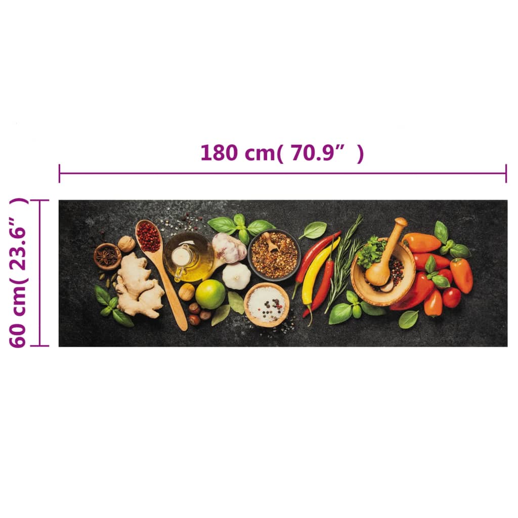 Tappeto da Cucina Lavabile Spezie 60x180 cm Velluto 4005615