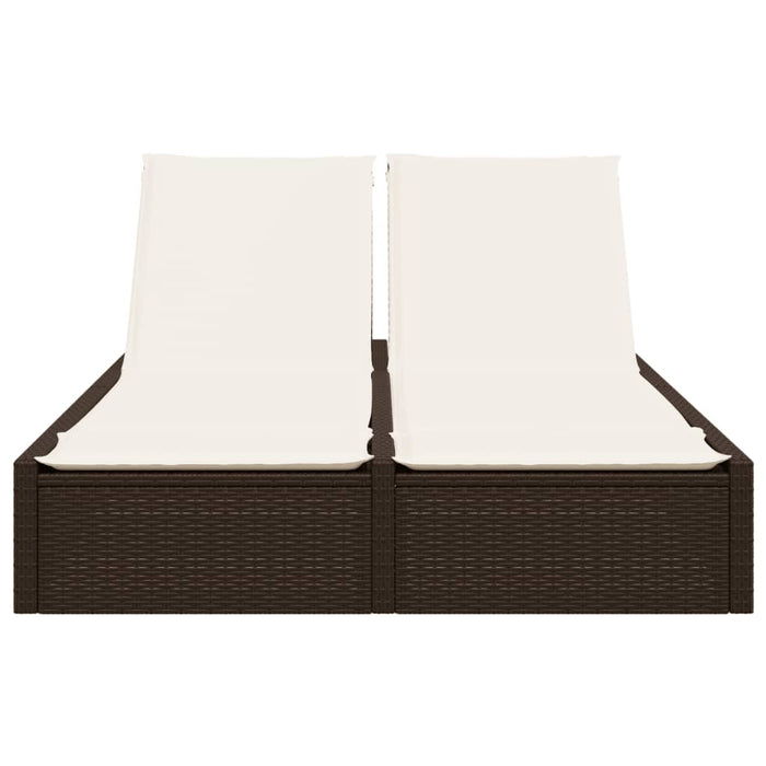 Lettino Prendisole con Cuscini Marrone in Polyrattan 368629