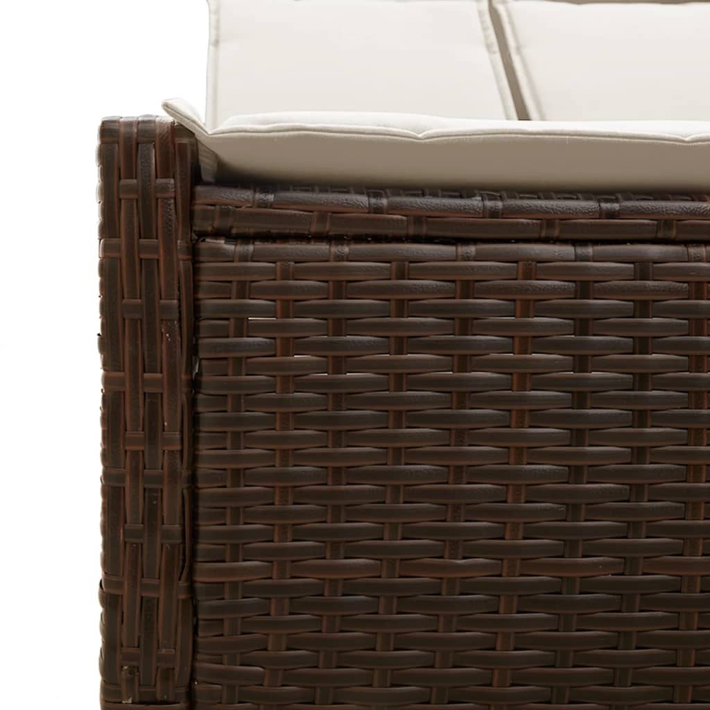 Lettino Prendisole con Cuscini Marrone in Polyrattan 368629