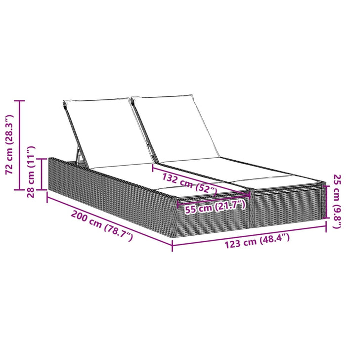 Lettino Prendisole con Cuscini Marrone in Polyrattan 368629