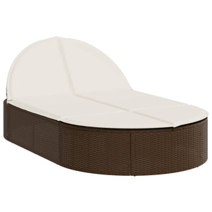 Lettino Prendisole con Cuscini Marrone in Polyrattan 368647