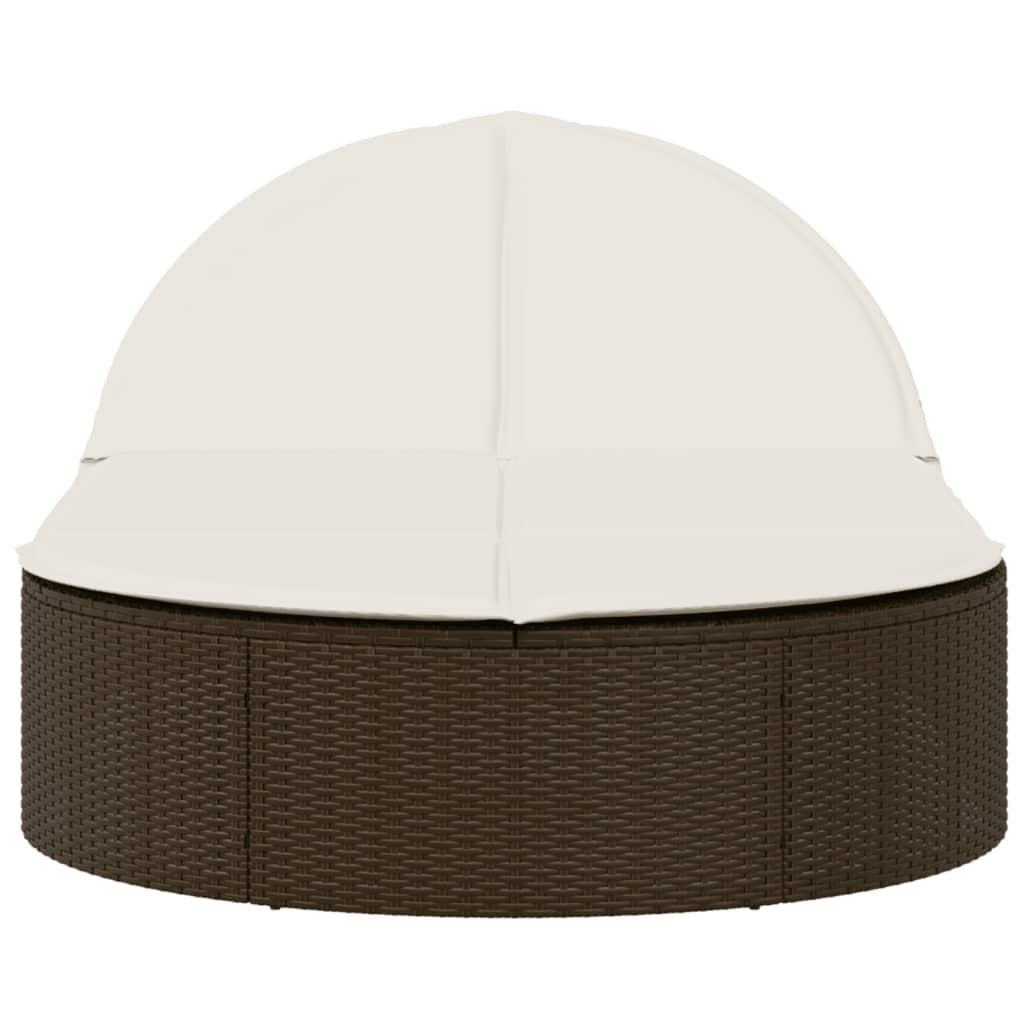 Lettino Prendisole con Cuscini Marrone in Polyrattan 368647